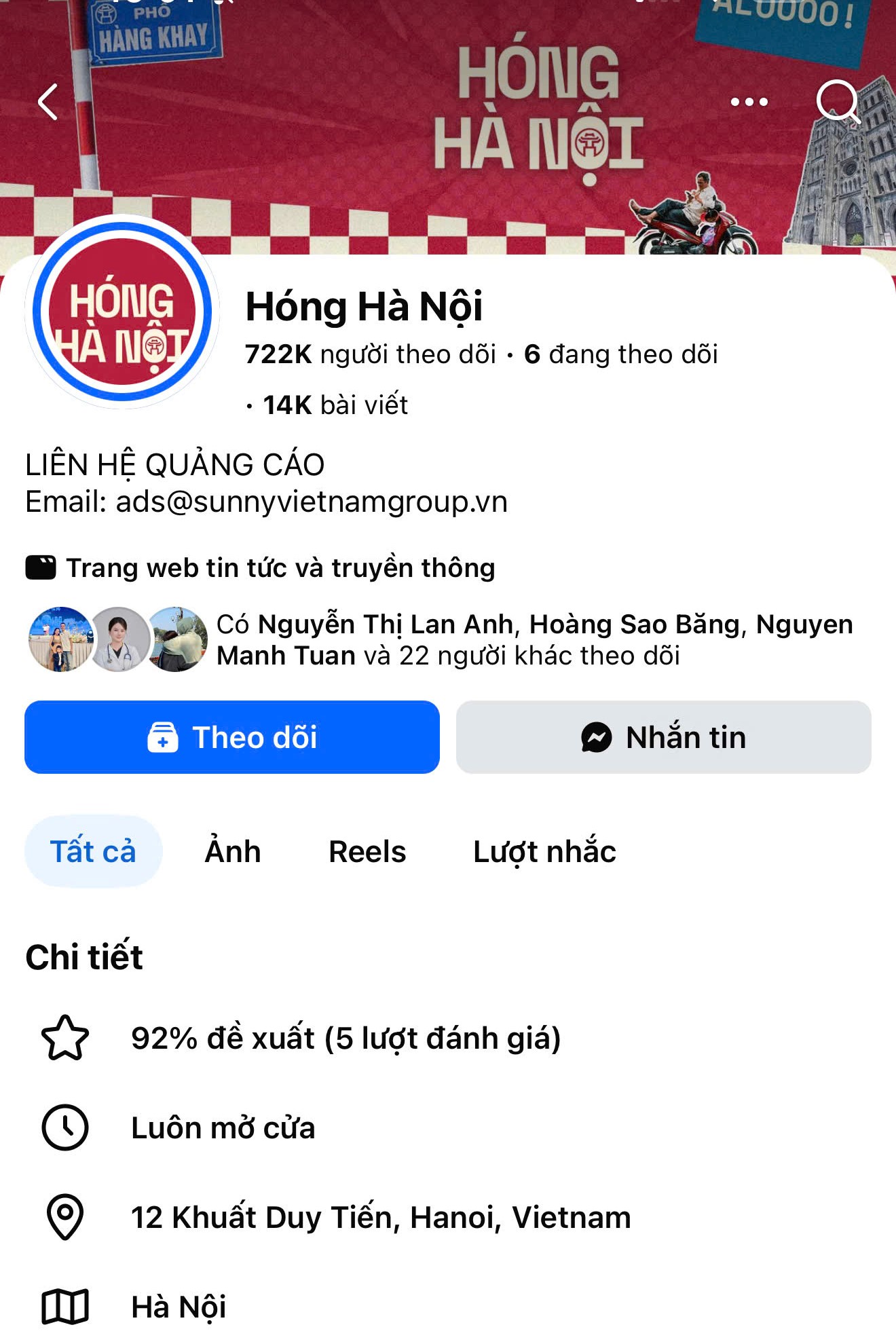 Fanpage Hóng Hà Nội